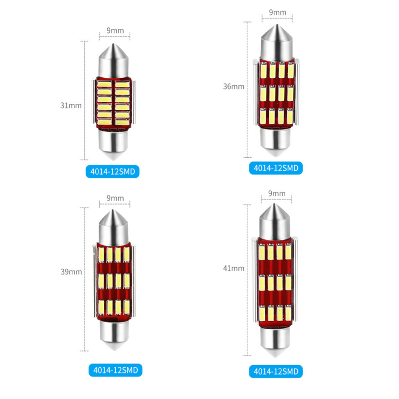 4x 31mm/36mm/39mm/41mm Festoon LED Bulb CANBUS Error Free for Car Interior Lights Dome Map Trunk License Plate Light