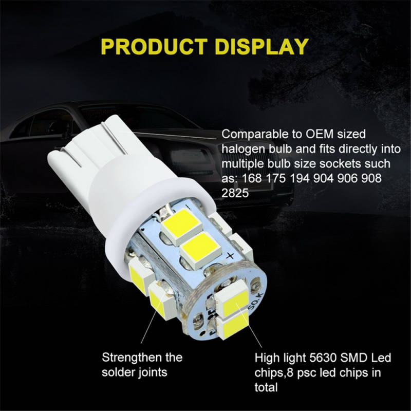 10x W5W T10 194 168 LED Car Clearance Wedge Bulbs Parking Lamp Tail Light