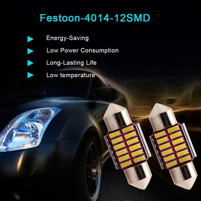4x 31/36/39/41mm Canbus Festoon LED for Car Map Dome Door Trunk Lights Glove Box Light