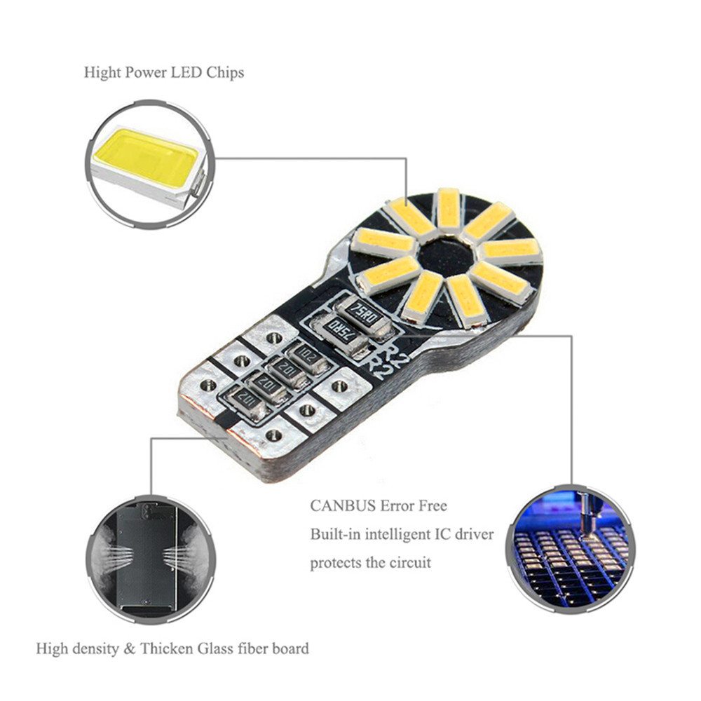 10x Car Light T10 W5W Led Wedge Bulb Dome Reading Parking Lights Sidemarker Sidelight Lamp