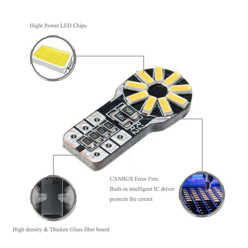 10x Car Light T10 W5W Led Wedge Bulb Dome Reading Parking Lights Sidemarker Sidelight Lamp
