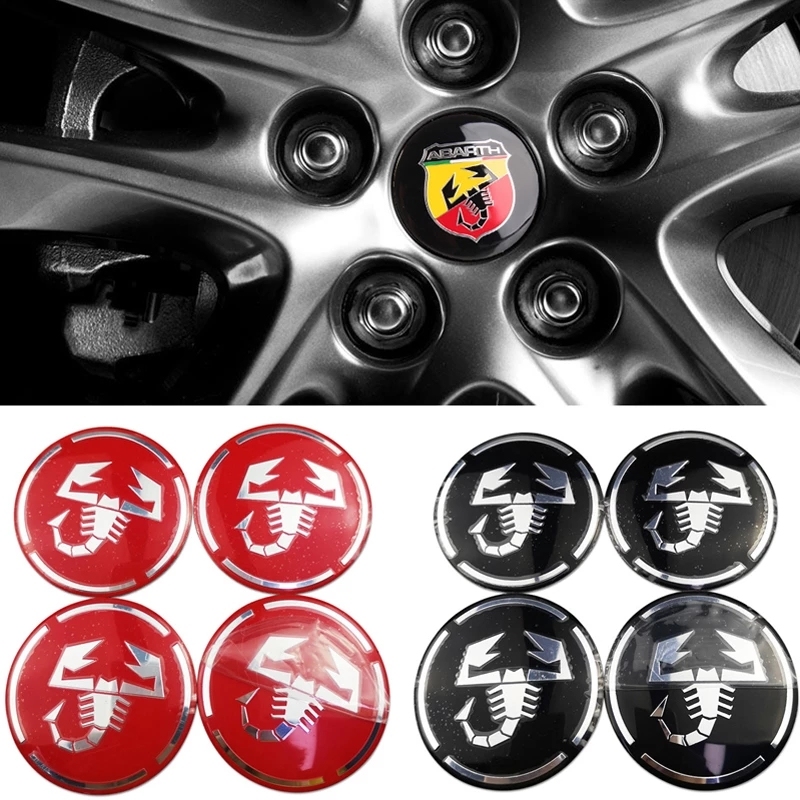 56mm Wheel Center Hub Caps Emblem for Abarth Sticker For Fiat Panda Bravo Stilo 500 595 695 131 Punto 1000 Decoration Car Styling