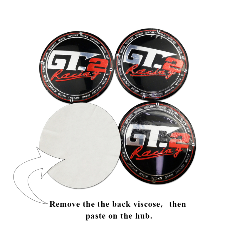 56mm Wheel Center Caps GT GT.2 Racing Hub Sticker for Honda Civic Ford Mercedes BMW 3 5 Skoda