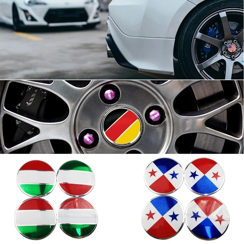 56mm China Flag Wheel Hub Stickers for Fiat 500 Volvo V70 Mercedes W205 Peugeot Volkswagen Jeep KIA Rim Center Caps Car-styling