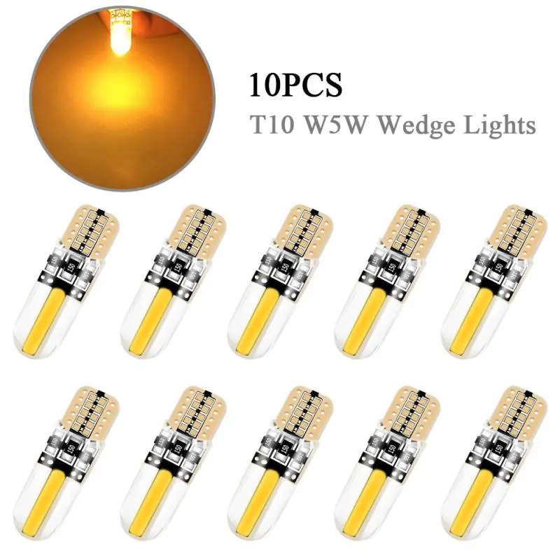 10x Car LED W5w T10 Side Light Silicone Short Crystal Lamp 168 194 2825 2827 LED Bulb