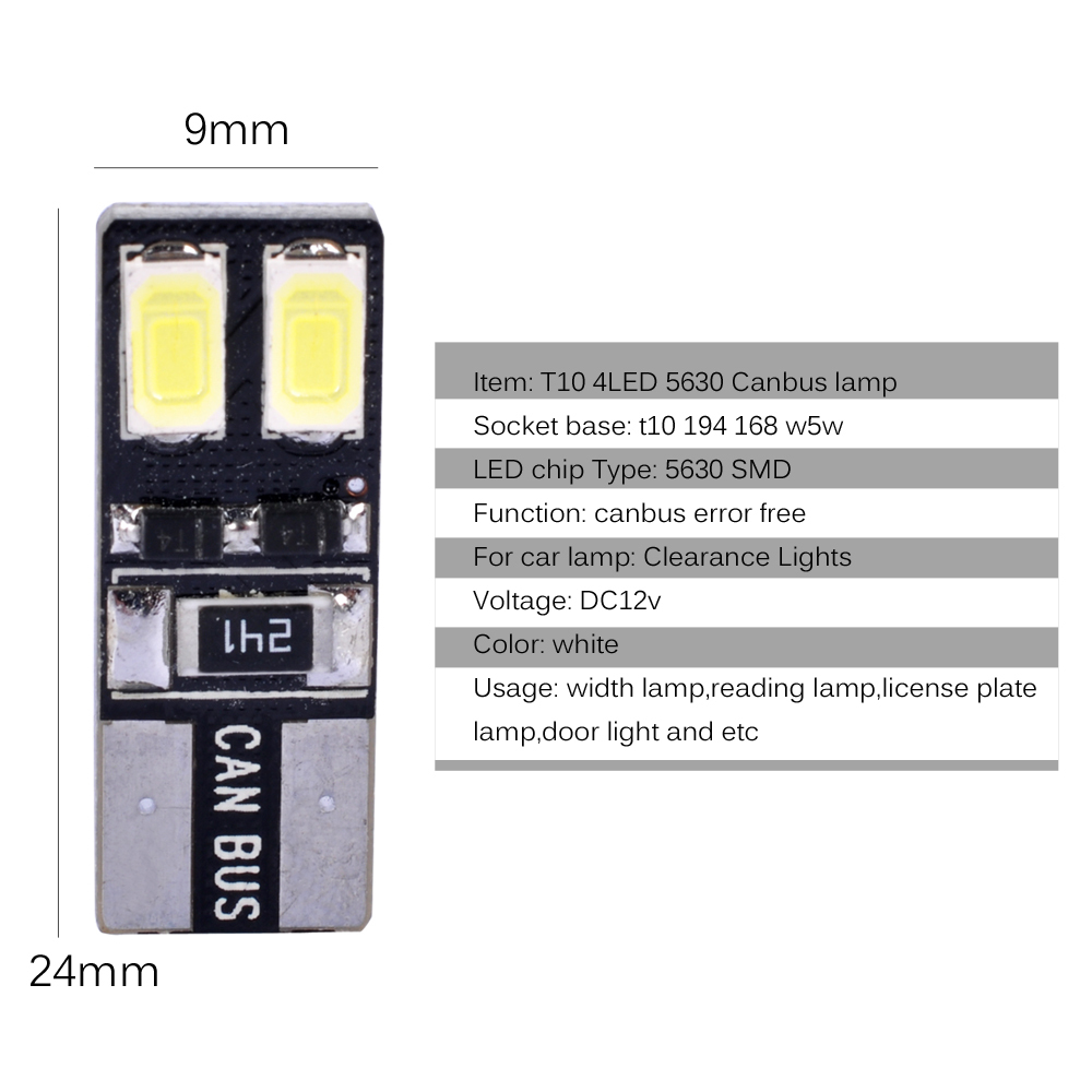10x T10 W5W Canbus LED 192 193 194 2825 921 Light Car Interior Bulb Lamp