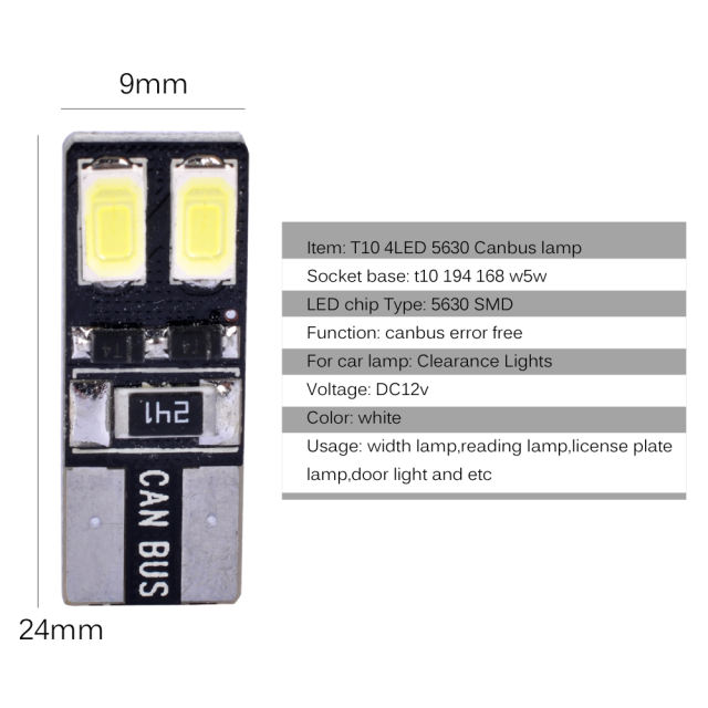 10x T10 W5W Canbus LED 192 193 194 2825 921 Light Car Interior Bulb Lamp