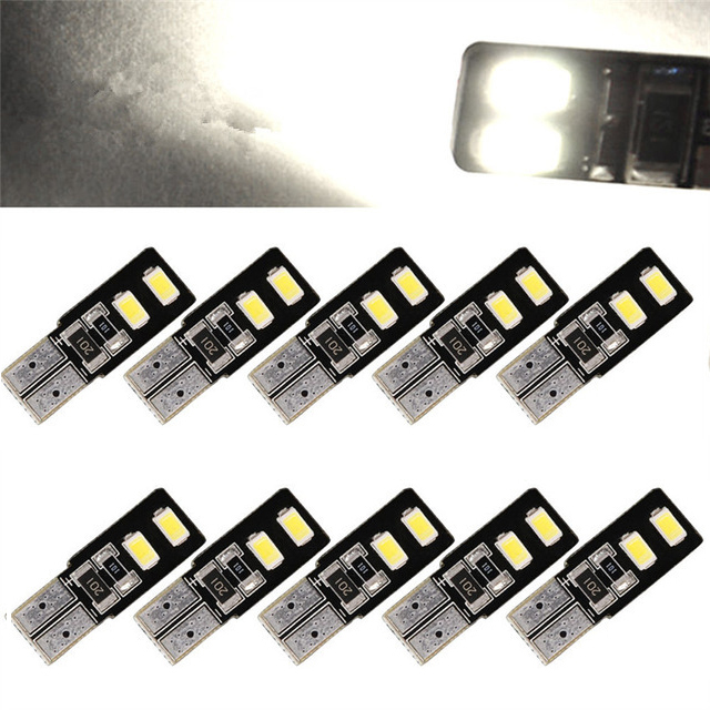 10x W5W T10 Plug-in Car Led Light for Auto Trunk License Plate Side Marker Light