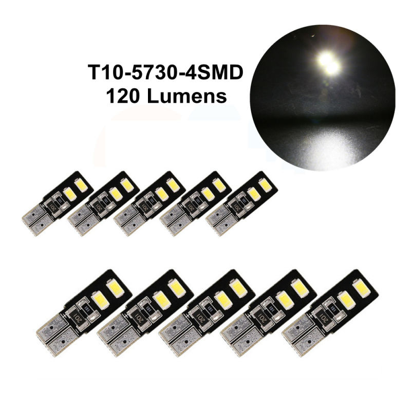 10x W5W T10 Plug-in Car Led Light for Auto Trunk License Plate Side Marker Light