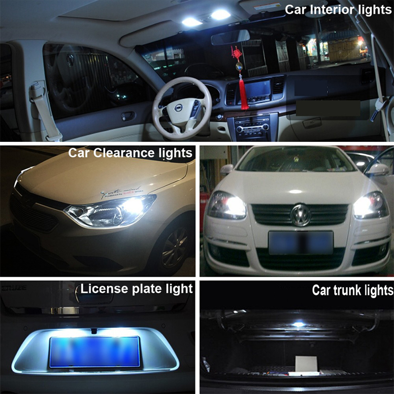 10x T10 194 168 2825 W5W LED Bulbs for Car Interior Dome Map Door Courtesy Width Ambient Lights
