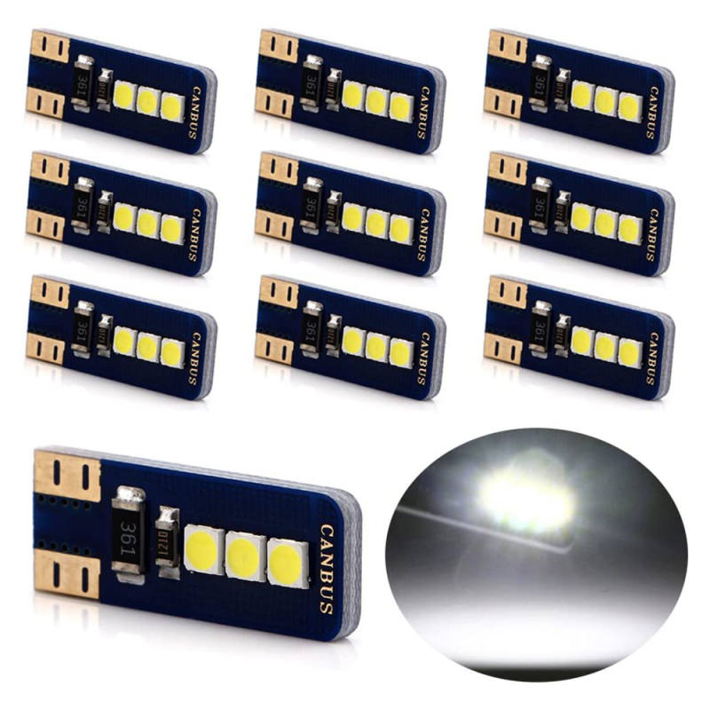 10x T10 W5W 3030 Chipset 6SMD LED Canbus Error Free Bulbs Car Interior Dome Trunk Door Light Lamp DC 12V