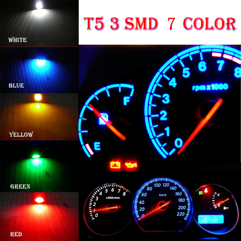 10x T5 Lights Neo Wedge LED Car Instrument Cluster Panel Dashboard Lamps Gauge Bulbs DC 12V