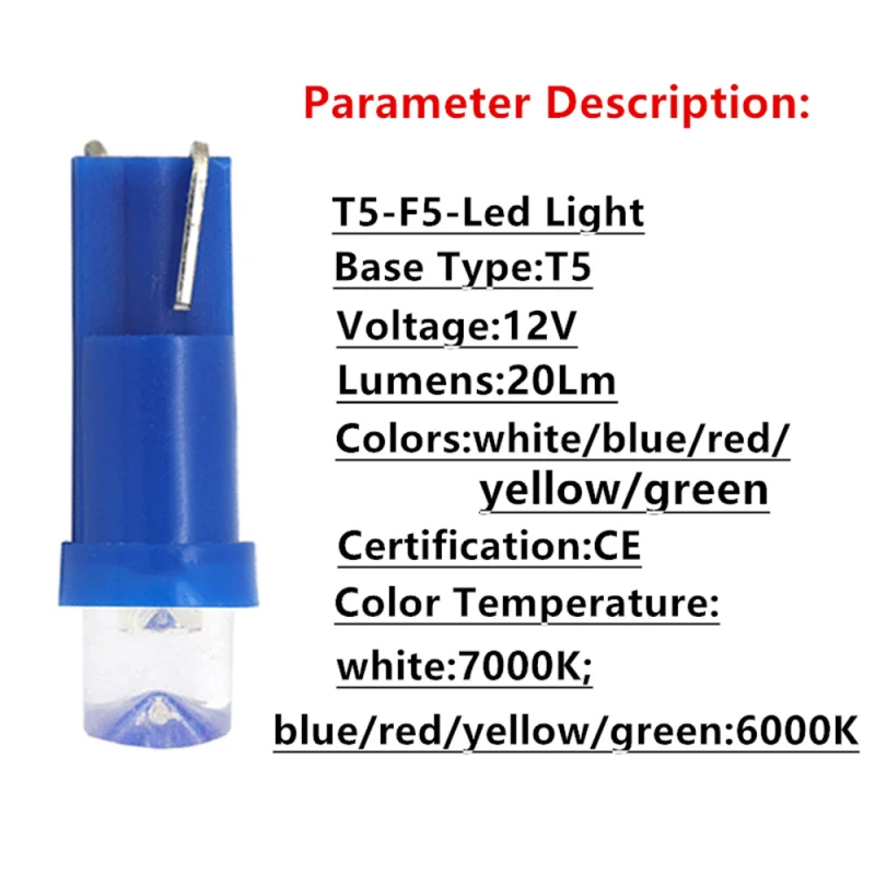 10x T5 LED W3W Concave Car Styling Wedge Dashboard Dash Gauge Light Lamp Bulb Base