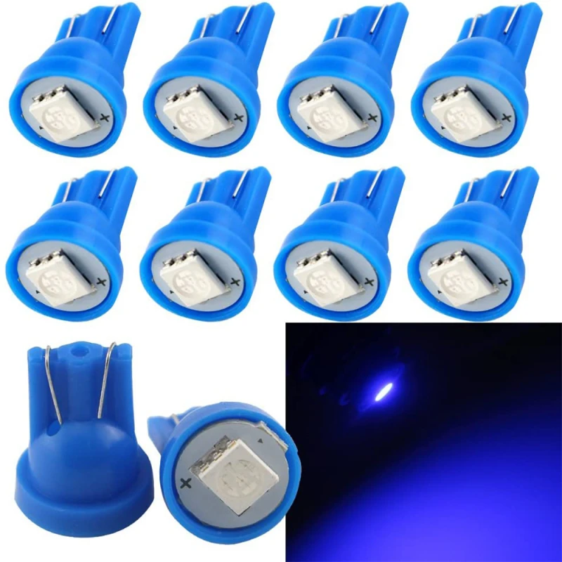 10x T10 W5W LED Bulb Car Light License Plate Instrument Door Reading Bulb for ATV Jeep Boat Suv Truck 12V