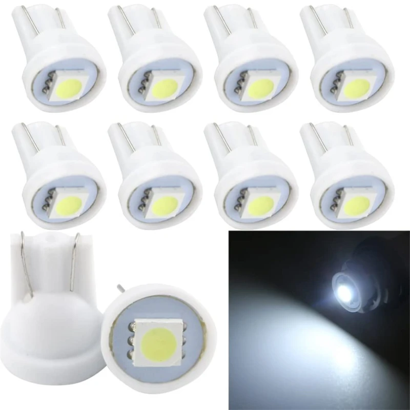 10x T10 W5W LED Bulb Car Light License Plate Instrument Door Reading Bulb for ATV Jeep Boat Suv Truck 12V