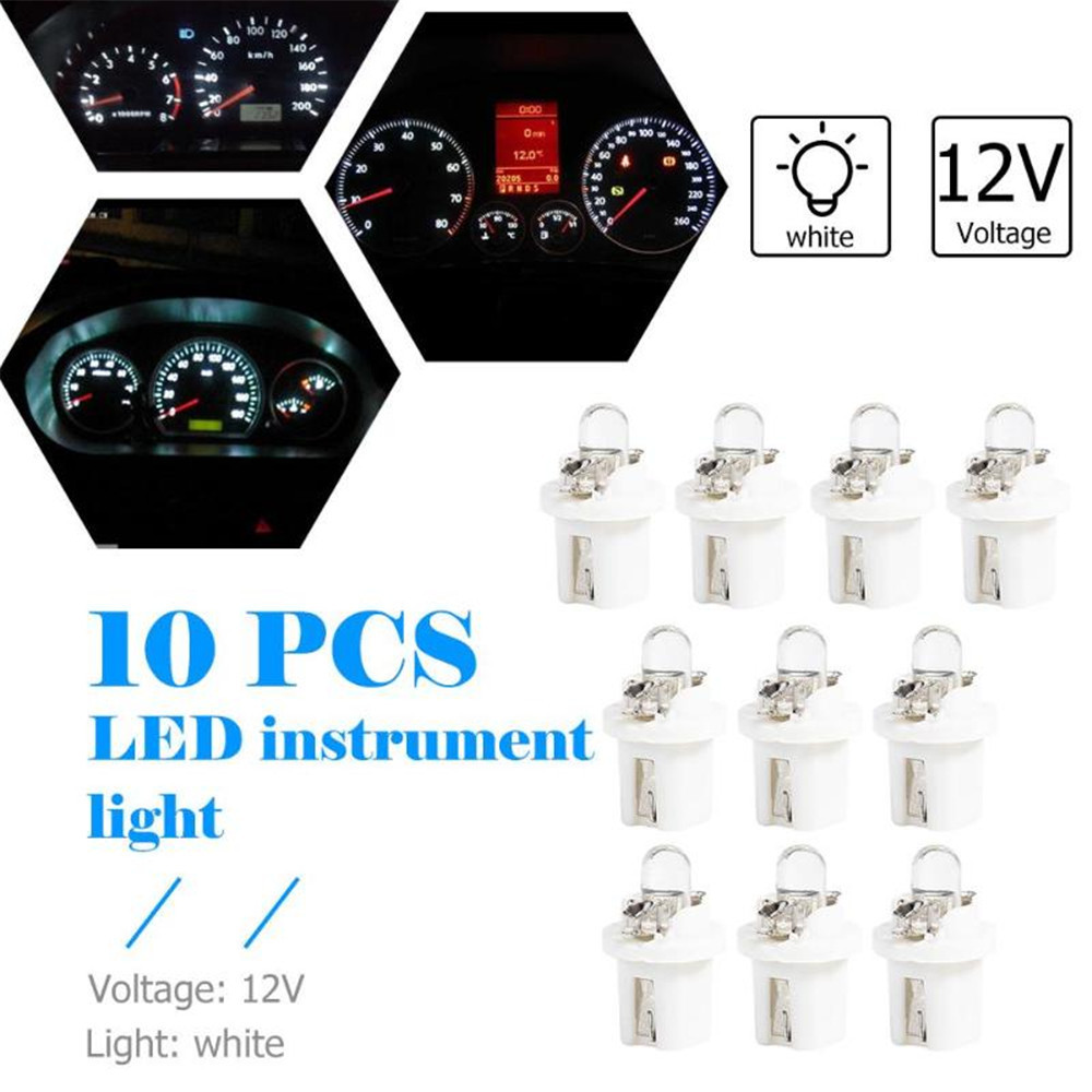10x T5 B8.5D LED Car Light Auto Dashboard Instrument Light Bulbs