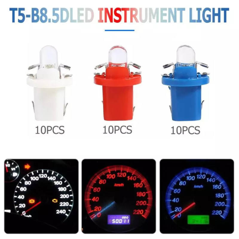10x T5 B8.5D LED Car Light Auto Dashboard Instrument Light Bulbs