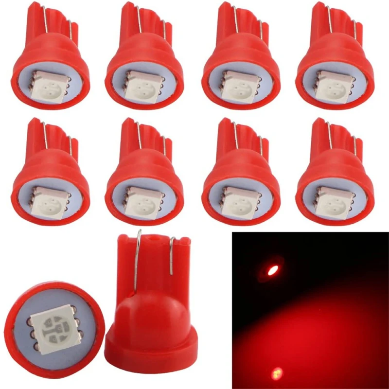 10x T10 W5W LED Bulb Car Light License Plate Instrument Door Reading Bulb for ATV Jeep Boat Suv Truck 12V