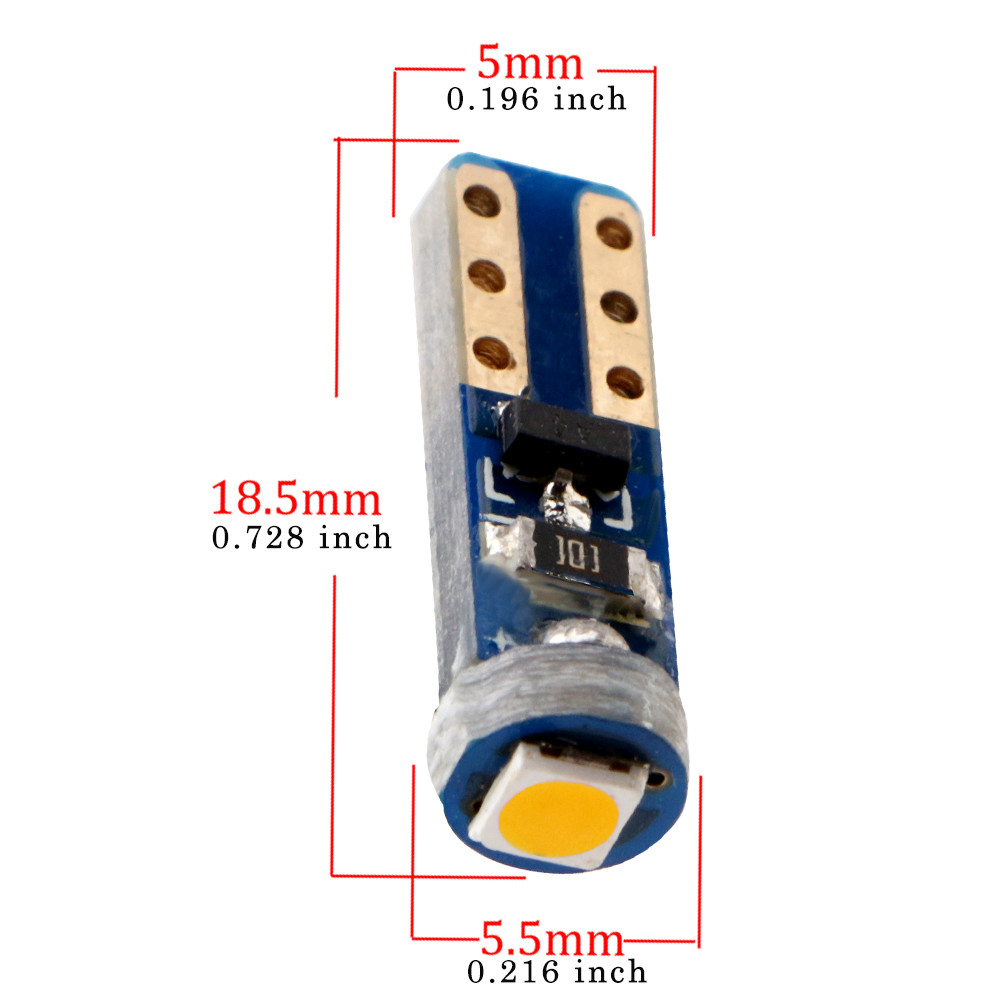 10x T5 W3W W1.2W T5 W2X2.6d PCB Car Led Dashboard Warming Indicator Wedge Light