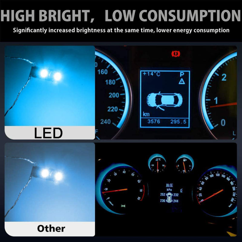 10x T5 74 73 2721 LED Bulb Dash Lights for Dashboard Instrument Panel Cluster AC Lights