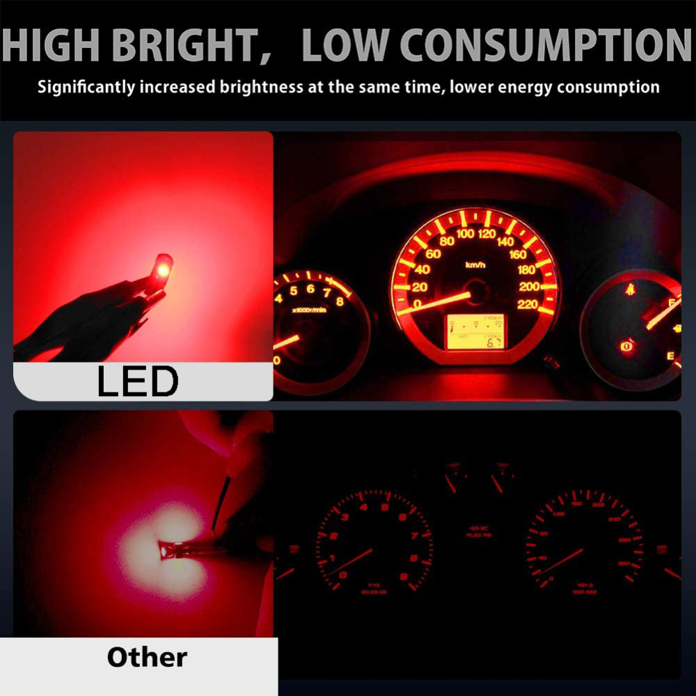 10x T5 74 73 2721 LED Bulb Dash Lights for Dashboard Instrument Panel Cluster AC Lights