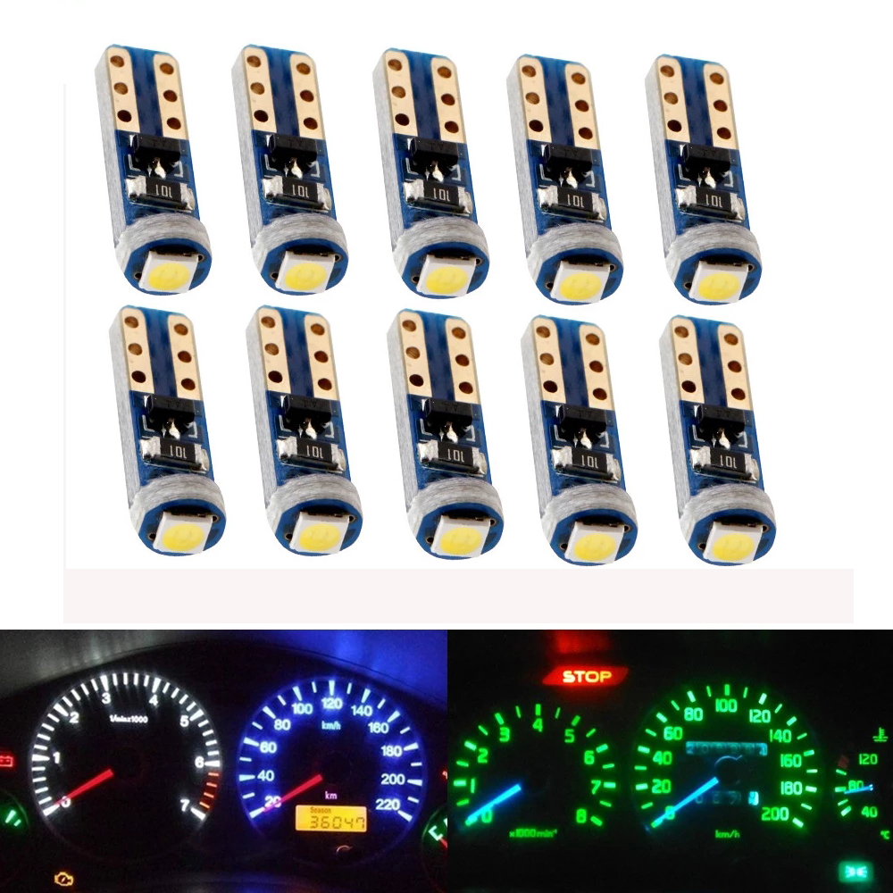 10x T5 W3W W1.2W T5 W2X2.6d PCB Car Led Dashboard Warming Indicator Wedge Light