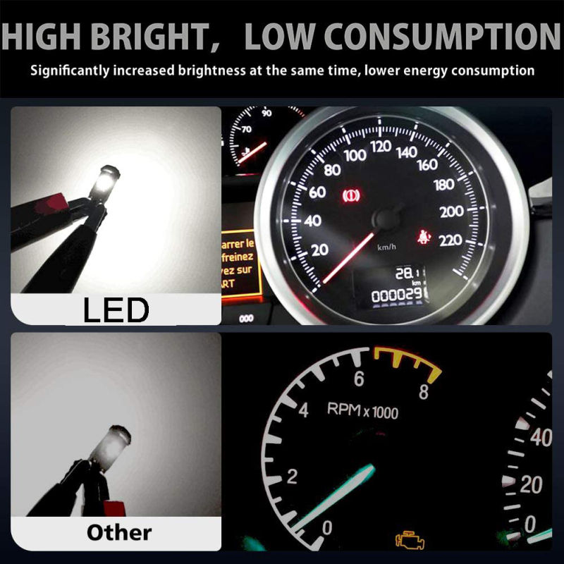 10x T5 74 73 2721 LED Bulb Dash Lights for Dashboard Instrument Panel Cluster AC Lights