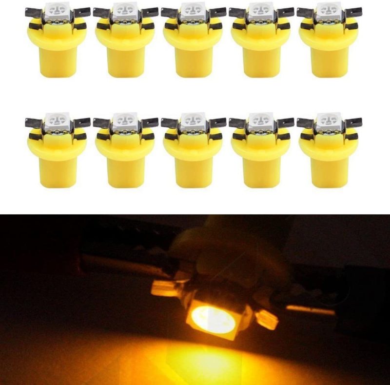 10x T5 B8.5D 5050 1SMD LED Dashboard Panel Dash Wedge Side Light Bulbs