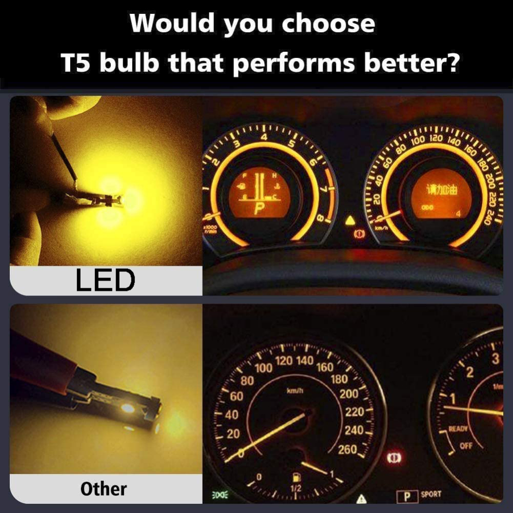 10x T5 74 73 2721 LED Bulb Dash Lights for Dashboard Instrument Panel Cluster AC Lights