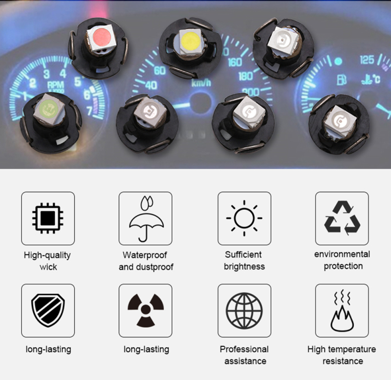 10x Auto T3 LED NW4.6 Car Gauges Dashboard Warning Indicator Lights Instrument Cluster Map Panel Lamp