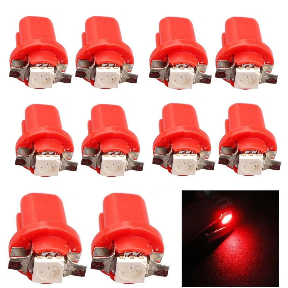 10x T5 B8.5D 5050 1SMD LED Dashboard Panel Dash Wedge Side Light Bulbs