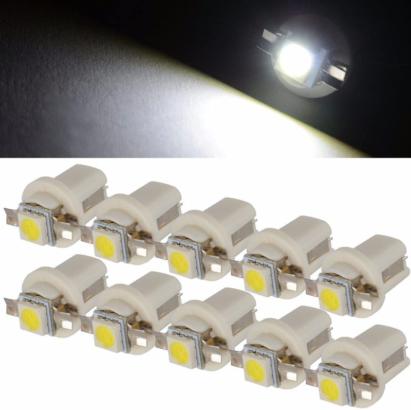 10x T5 B8.5D 5050 1SMD LED Dashboard Panel Dash Wedge Side Light Bulbs