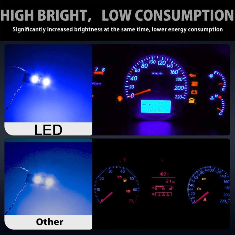 10x T5 74 73 2721 LED Bulb Dash Lights for Dashboard Instrument Panel Cluster AC Lights