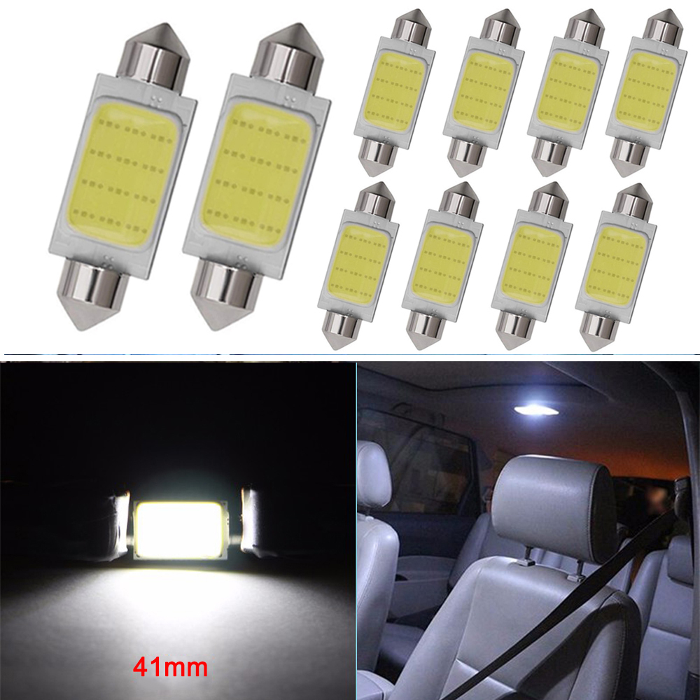 10x C10W C5W LED COB Festoon 31/36/39/41mm Car Interior Reading Light Dome Luggage Light