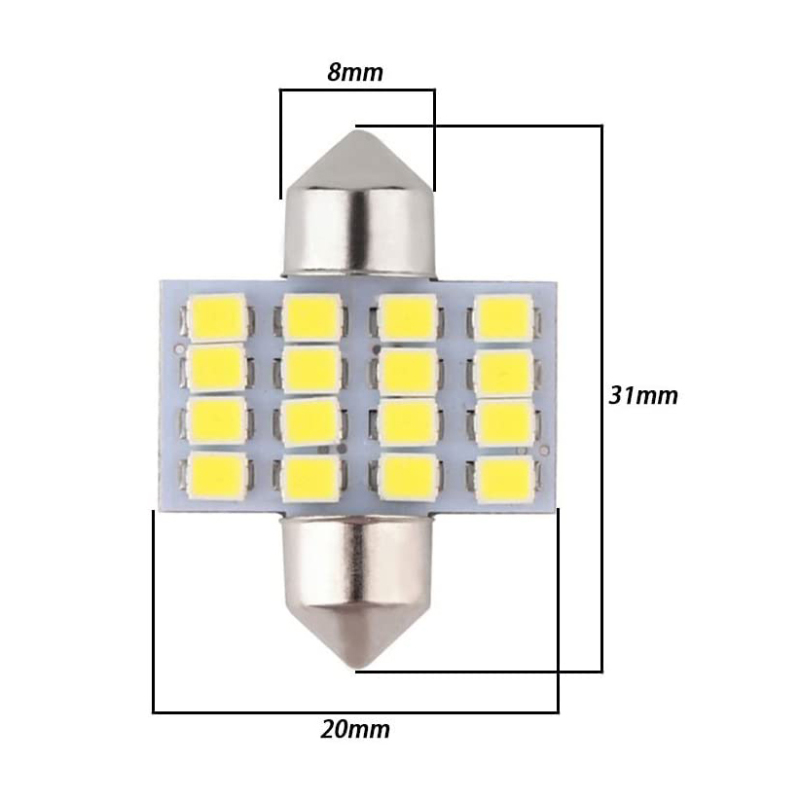 10x 31/36/39/41mm Festoon LED Bulbs Replacement for Car Interior Map Dome License Plate Lights