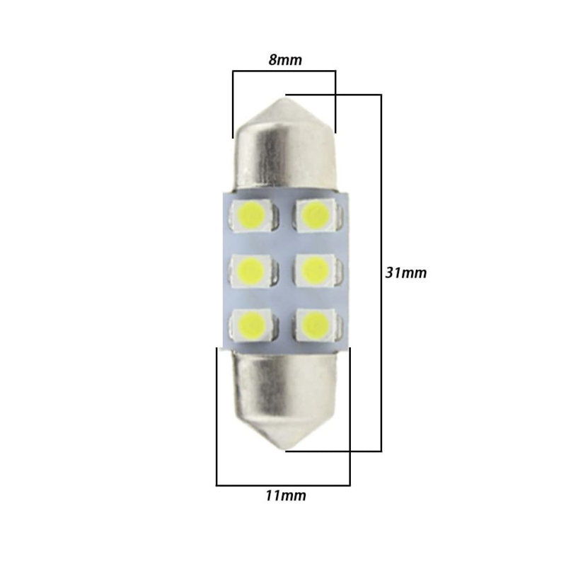 10x 31/36/39/41mm 1210 3528 6 LED Car Festoon Dome Light Bulbs