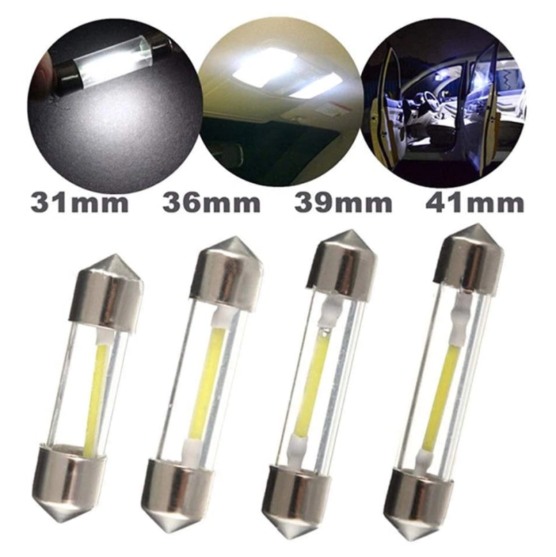 10x 31/36/39/41mm LED COB Filament Lamp for Car Interior Reading Bulbs License Plate Light