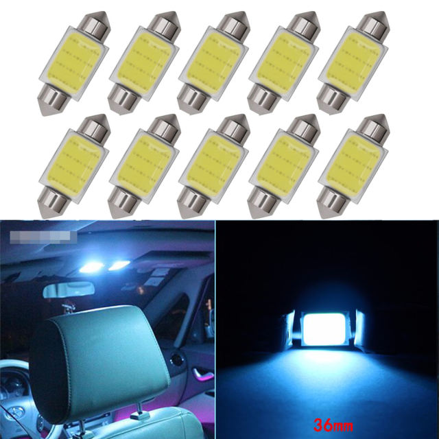 10x C10W C5W LED COB Festoon 31/36/39/41mm Car Interior Reading Light Dome Luggage Light