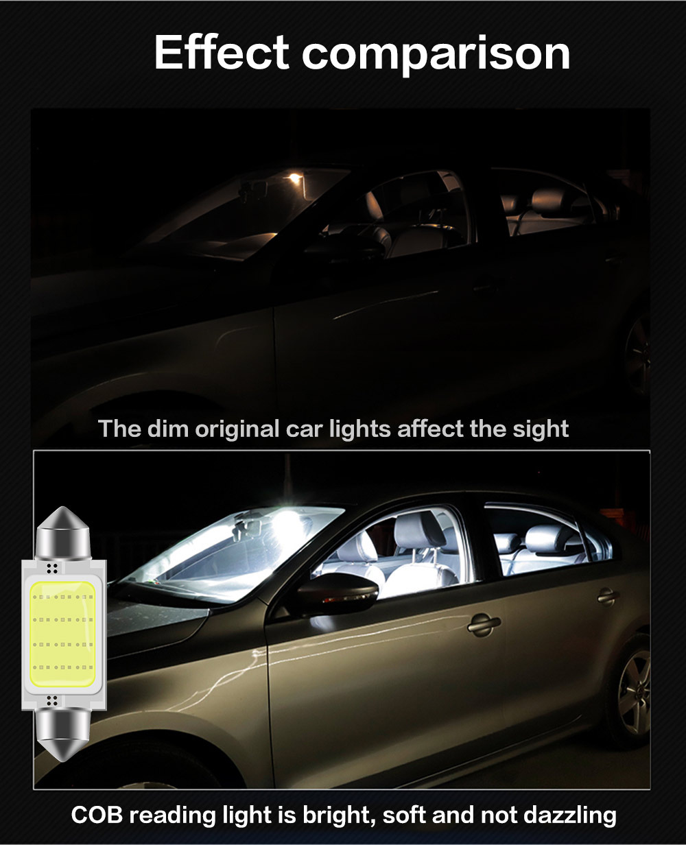 10x C10W C5W LED COB Festoon 31/36/39/41mm Car Interior Reading Light Dome Luggage Light