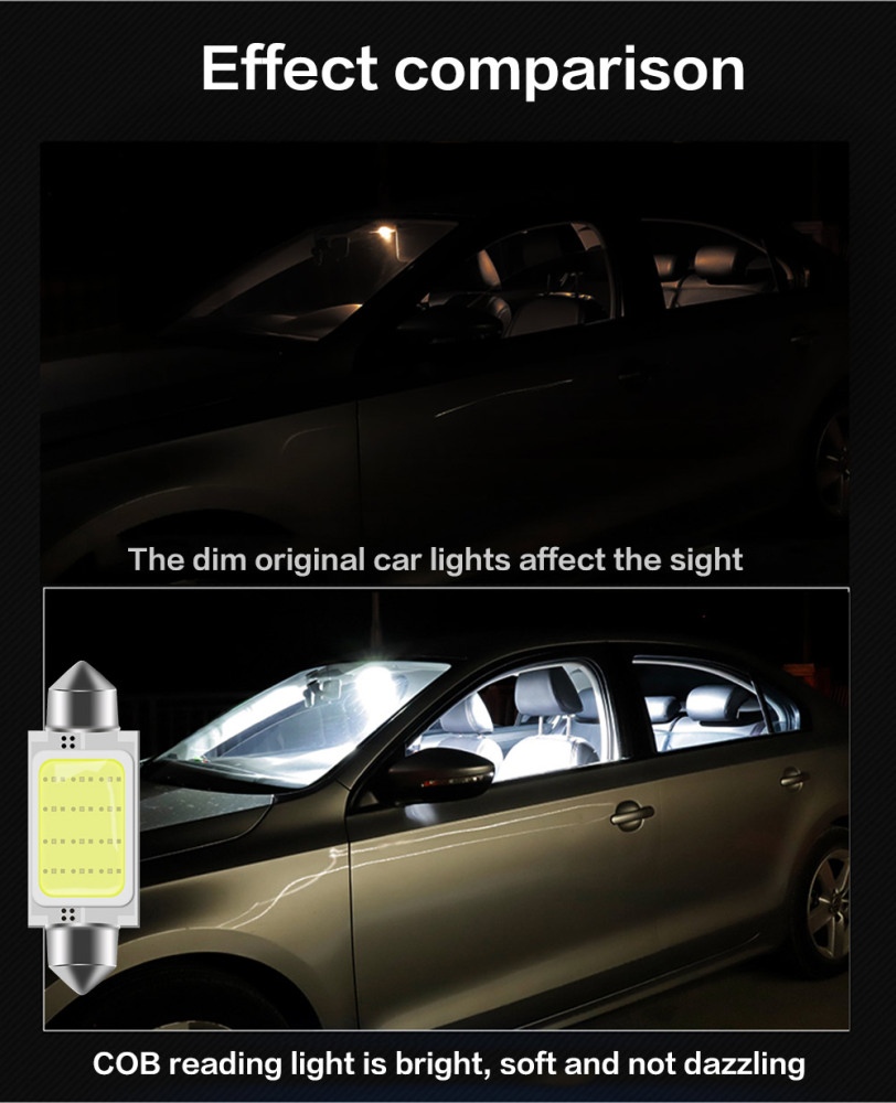 10x C10W C5W LED COB Festoon 31/36/39/41mm Car Interior Reading Light Dome Luggage Light