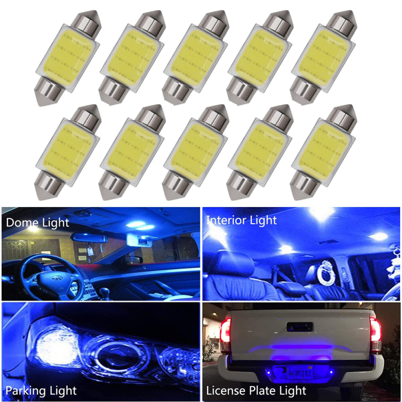 10x C10W C5W LED COB Festoon 31/36/39/41mm Car Interior Reading Light Dome Luggage Light