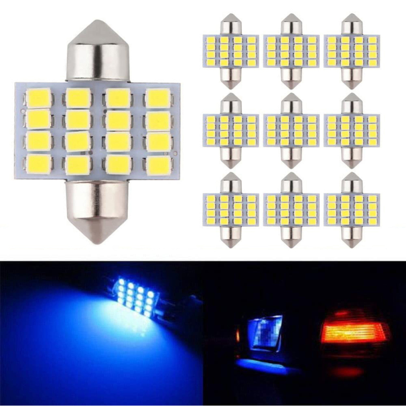 10x 31/36/39/41mm Festoon LED Bulbs Replacement for Car Interior Map Dome License Plate Lights