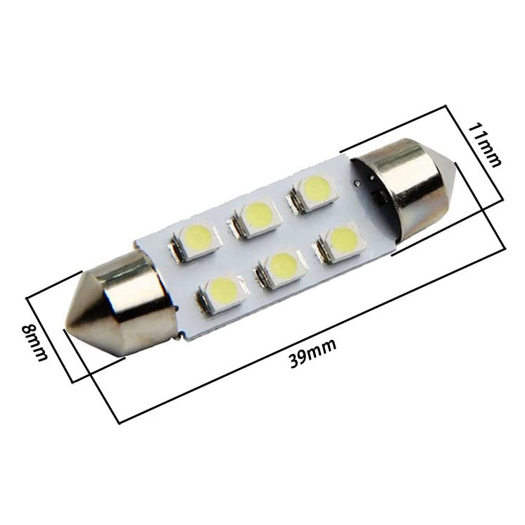 10x 31/36/39/41mm 1210 3528 6 LED Car Festoon Dome Light Bulbs