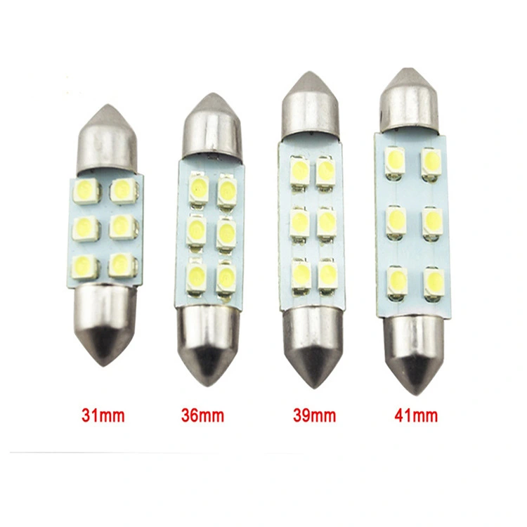 10x 31/36/39/41mm 1210 3528 6 LED Car Festoon Dome Light Bulbs