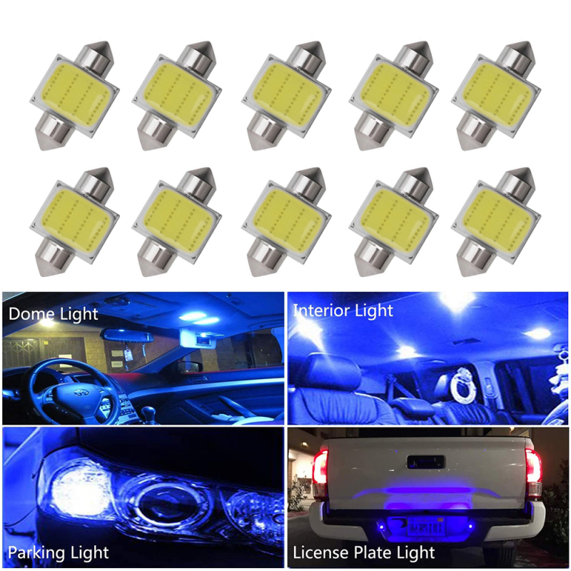 10x C10W C5W LED COB Festoon 31/36/39/41mm Car Interior Reading Light Dome Luggage Light