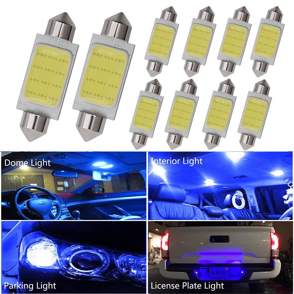 10x C10W C5W LED COB Festoon 31/36/39/41mm Car Interior Reading Light Dome Luggage Light