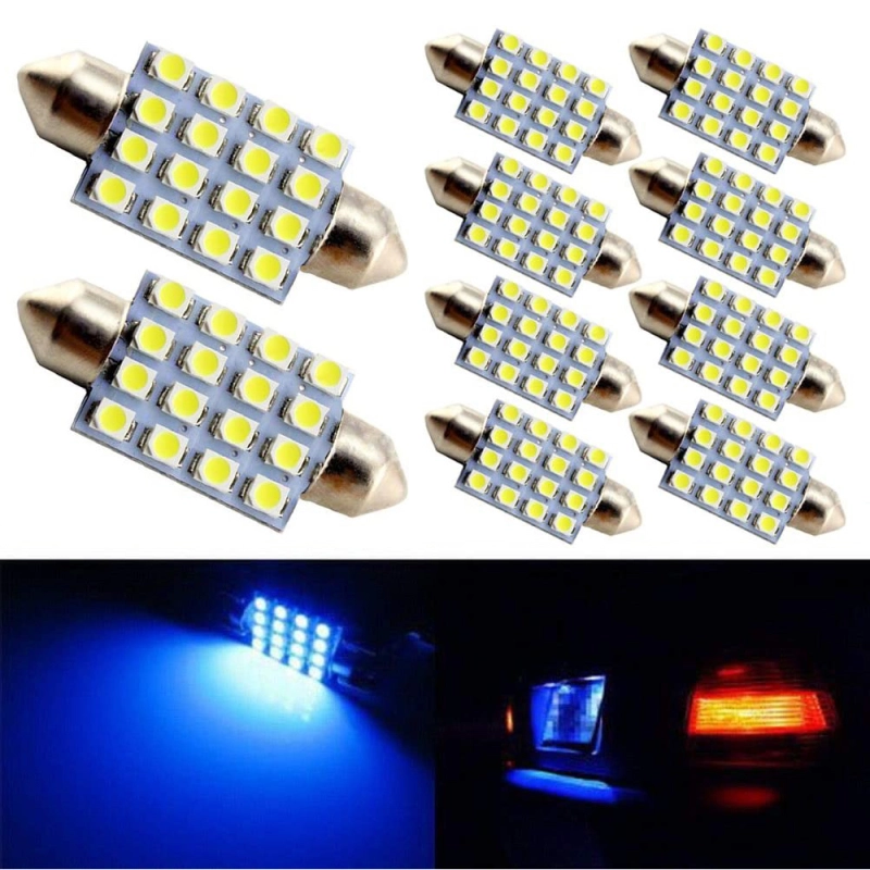 10x 31/36/39/41mm Festoon LED Bulbs Replacement for Car Interior Map Dome License Plate Lights