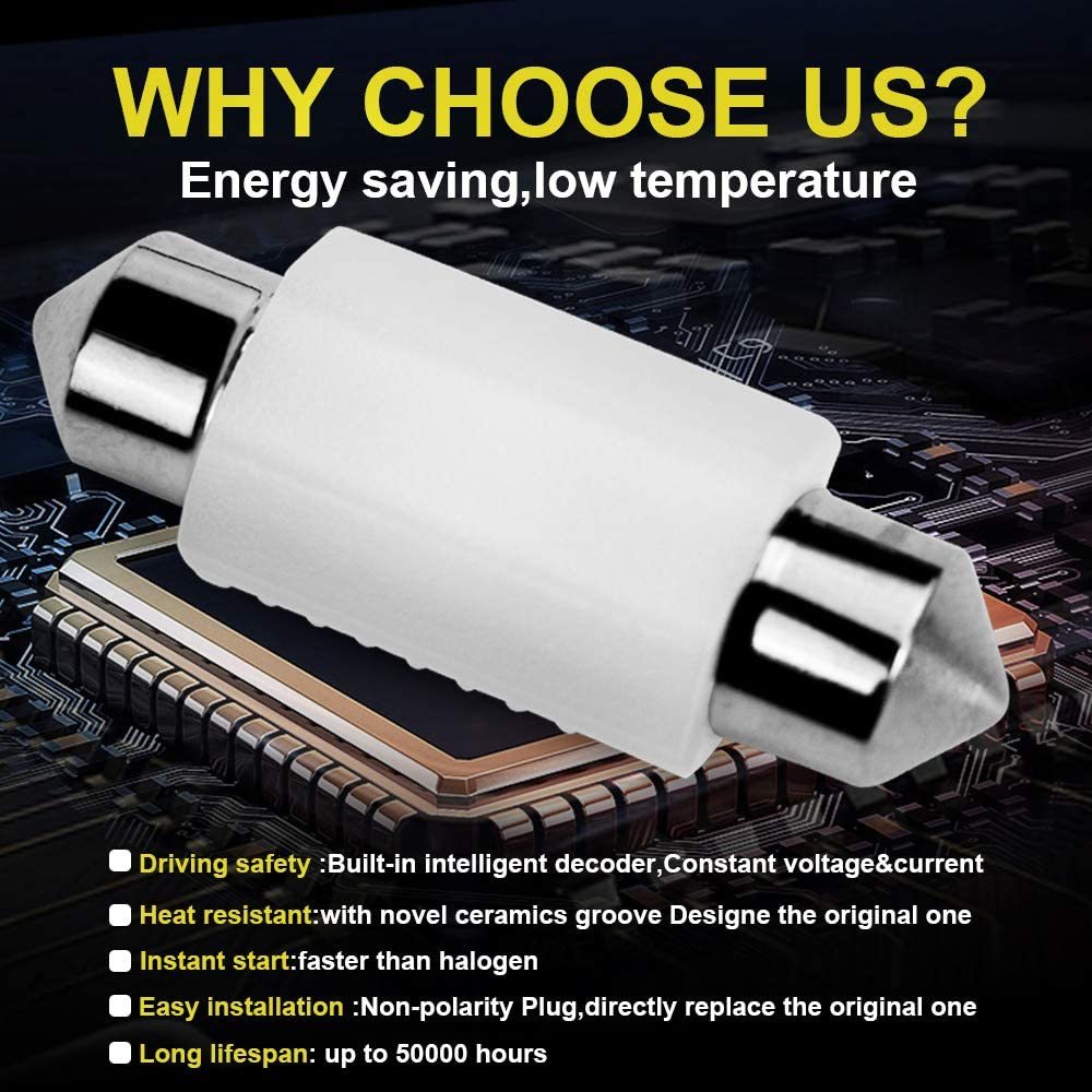 4x 31/36/39/41mm Festoon LED Light Bulbs 211-2 CANBUS for Car Interior Dome Map Door Light