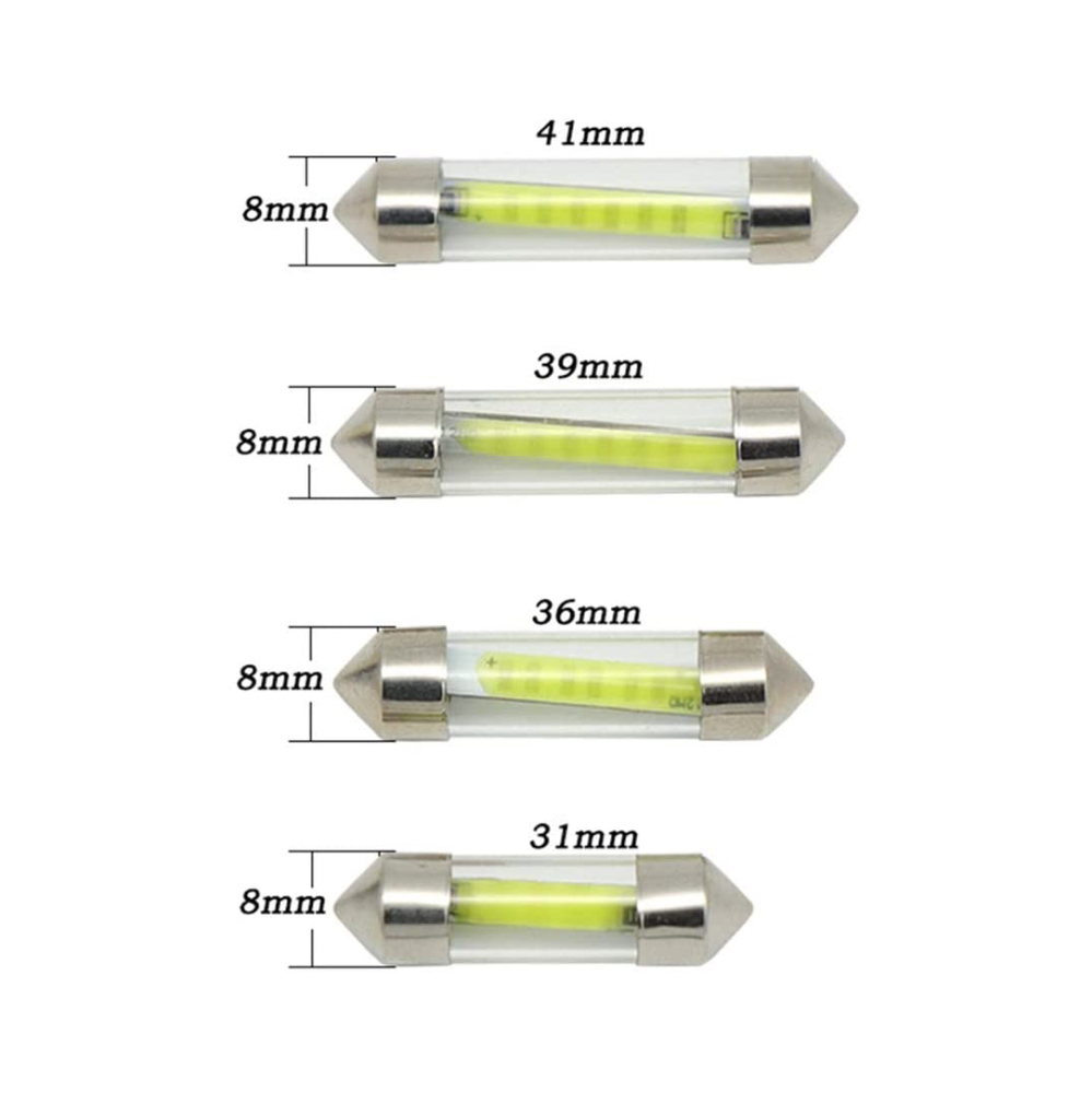 10x 31/36/39/41mm LED COB Filament Lamp for Car Interior Reading Bulbs License Plate Light