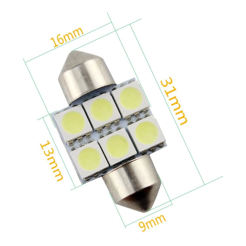 10x 31/36/39/41mm LED Festoon Light Bulbs for Car Map Light Door Lights